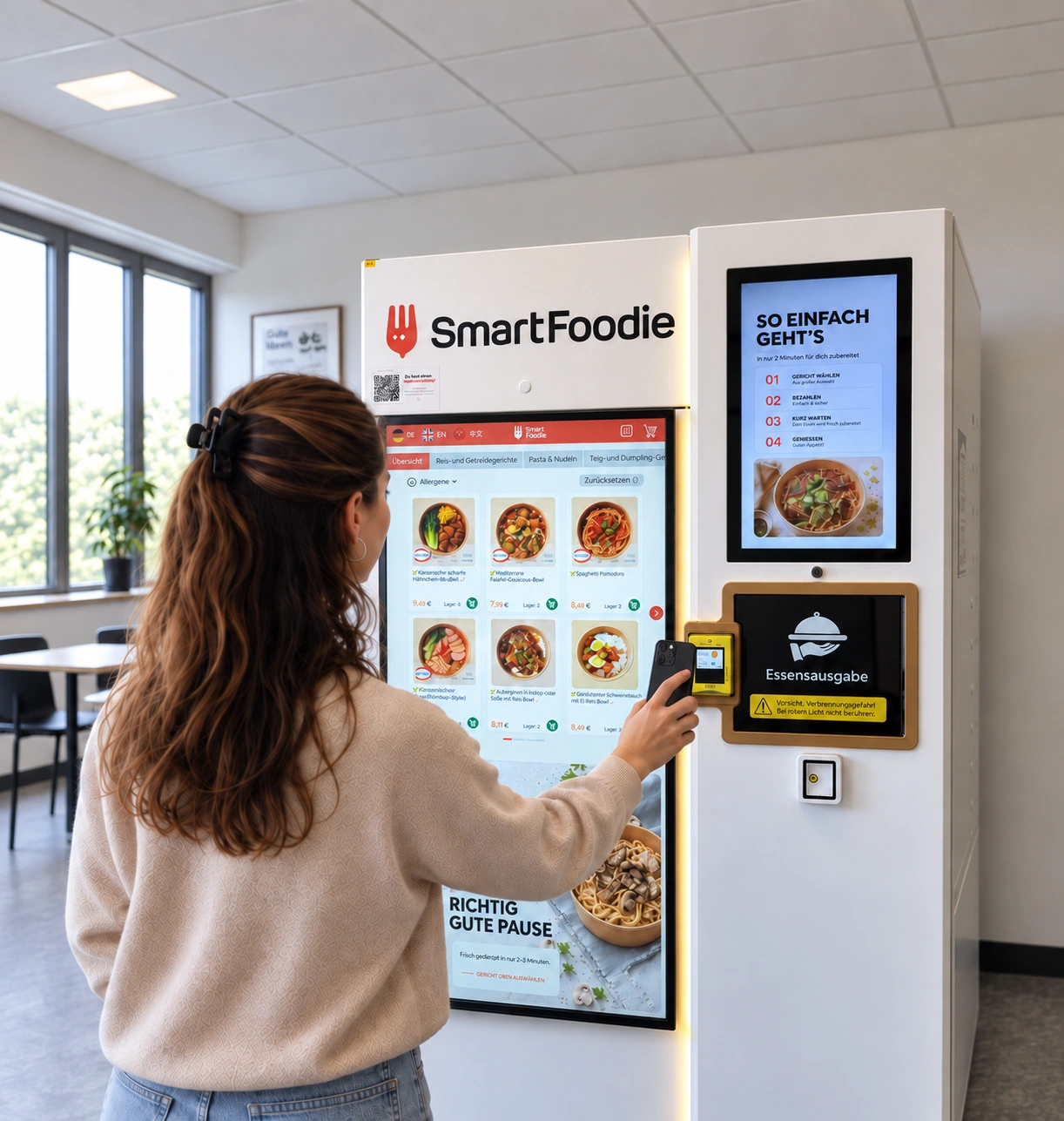 Kontaktlose Bezahlung am SmartFoodie Automaten