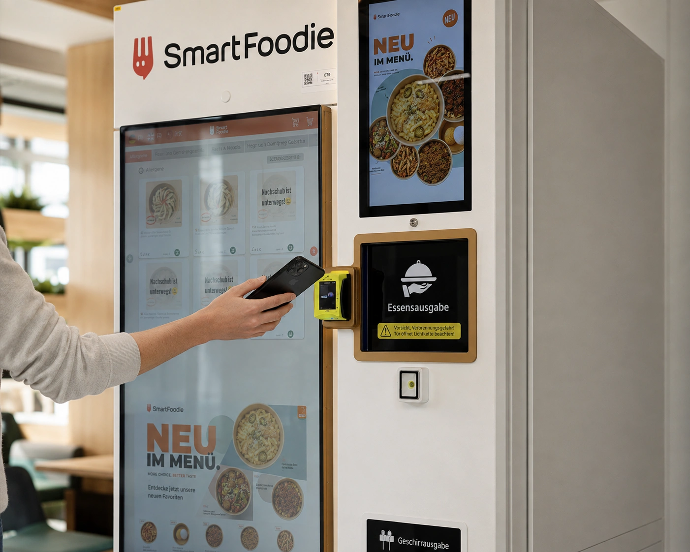 Kontaktlose Bezahlung am SmartFoodie Automaten